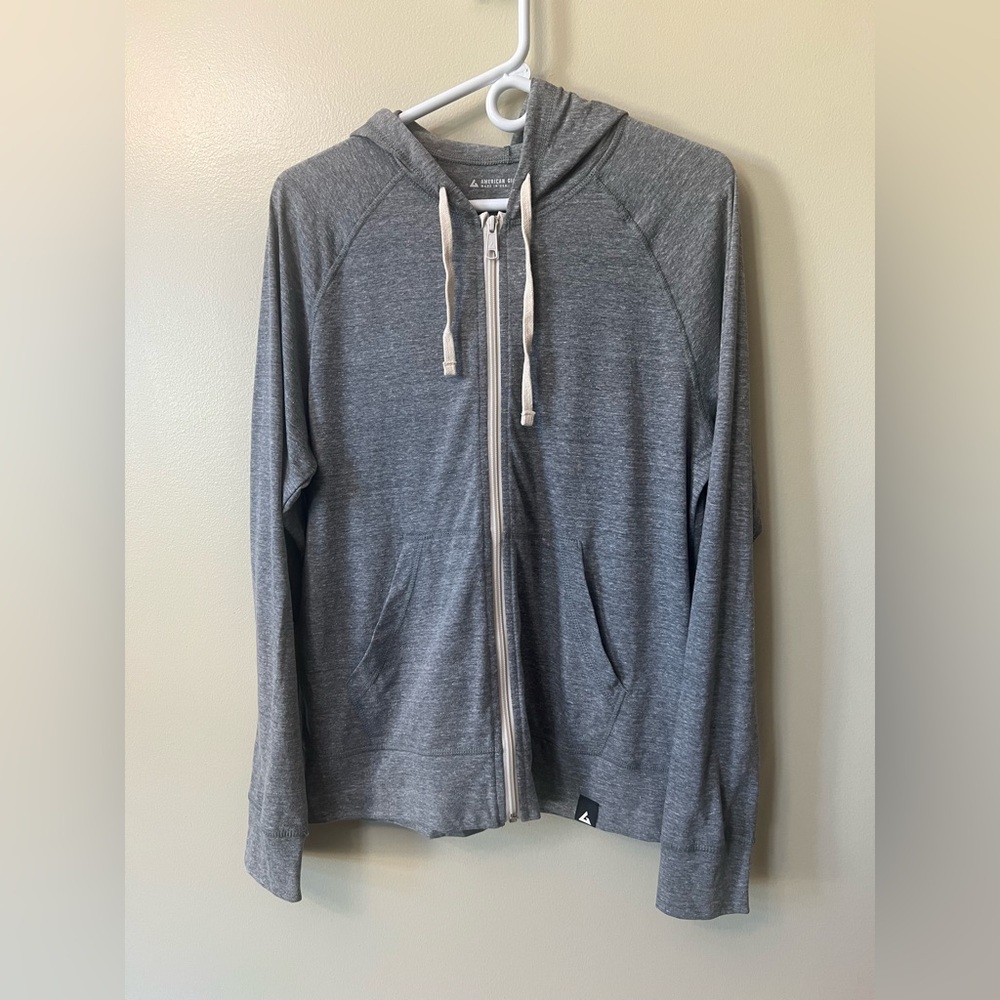 American Giant Lightweight Full Zip Hoodie Gray NWOT Made In USA Womens Medium